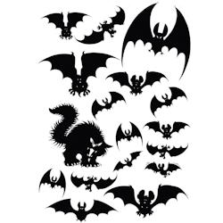 Deco-Vitres Vitrophanie silhouettes de chauve-souris et chat - 70 x 100 cm - noir HALL42_0