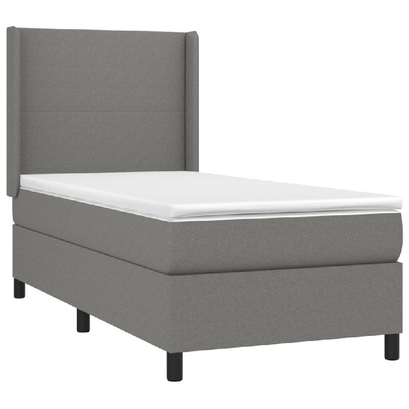 Décoshop26 - Cadre de lit LED avec sommier tête de lit matelas 100x200 cm tissu gris foncé TDL0208441 - gris 3001540382721_0