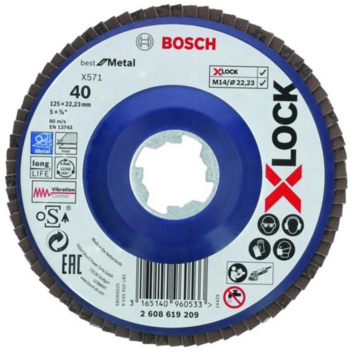DISQUE À LAMELLES POUR MÉTAL 125 MM À MOYEU PLAT - GRAIN 40 - X-LOCK BOSCH