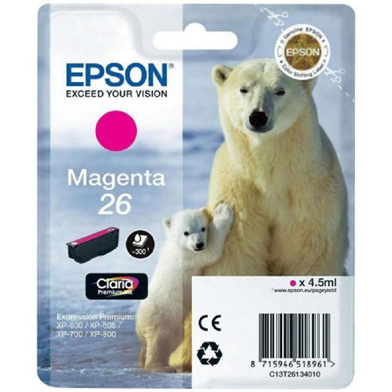 EPSON CARTOUCHE D'ENCRE OURS POLAIRE 26 M (C13T26134010) - CLARIA PREMIUM - COULEUR: MAGENTA