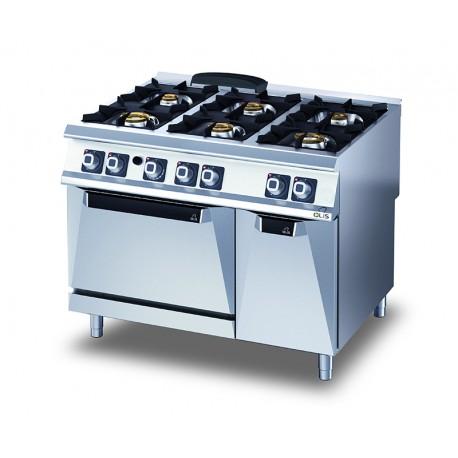 Fourneau - 6 feux gaz sur four gaz GN 2/1 et placard neutre - Diamante 90 - Olis - D9610CGG_0