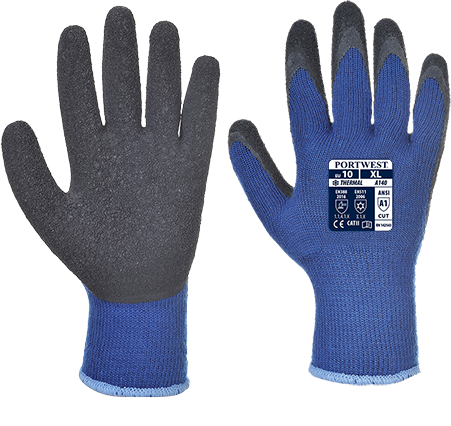 Gants de protection thermique - enduction latex bleu/noir A140, taille XL - pour conditions froides_0