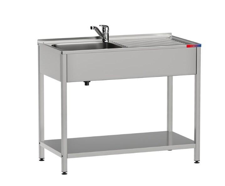 Gasfrit – Évier sous-bar avec 1 bac, 1 égouttoir et robinet deux eaux inclus, industriel, en acier inoxydable, 800 × 500 × 850 mm - inox gf3200agf2_0