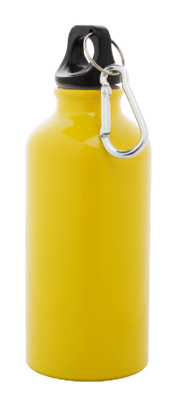 Gourde sport en aluminium - 400 ml avec mousqueton - Couleur jaune_0