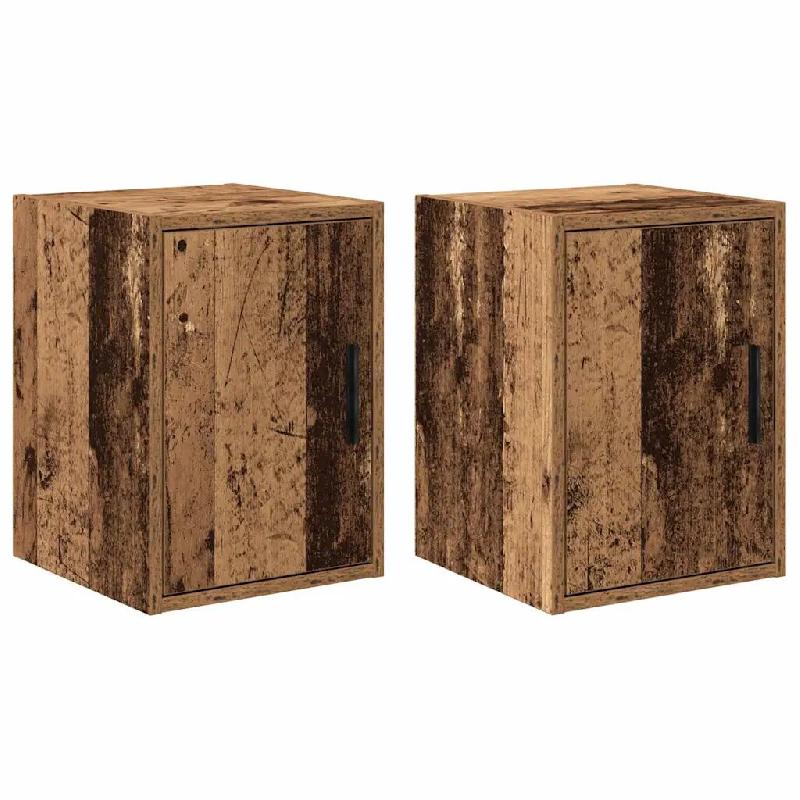 Helloshop26 - Lot de 2 armoires murales de garage 30 x 30 x 41 cm rangement pratique finition vintage en bois d'ingénierie vieux 02_0051415 - Bois ma_0