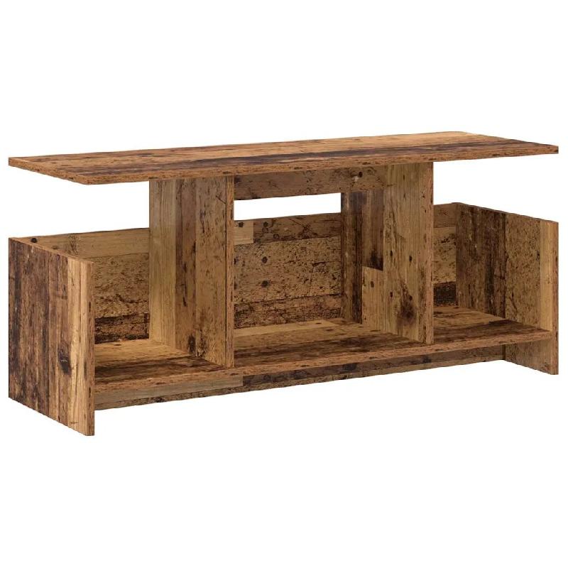 Helloshop26 - Meuble TV rectangulaire moderne rangement efficace 102 x 35 x 45 cm en bois d'ingénierie ancien 02_0054713 - Bois massif 3000238626246_0