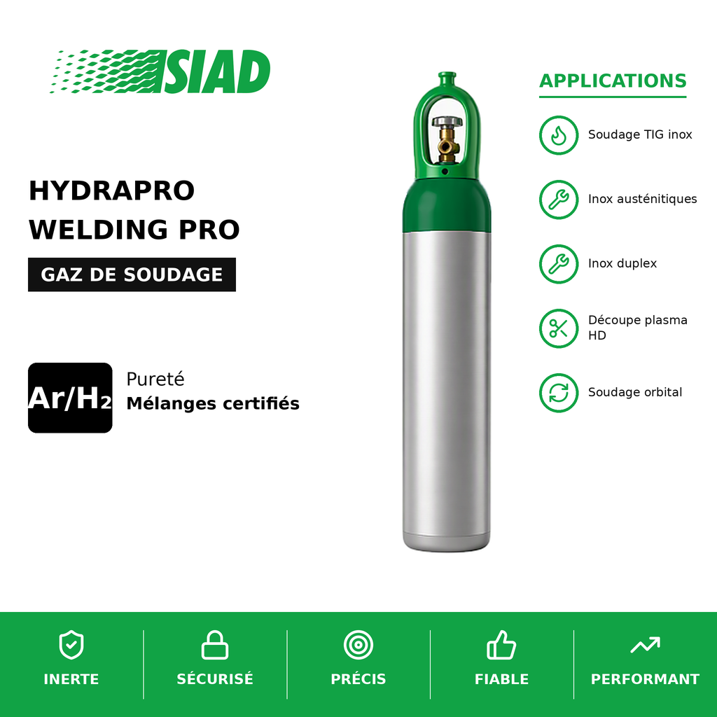 HYDRAPRO SIAD - Mélanges Ar/H? pour TIG inox austénitiques/duplex - haute performance et découpe plasma_0