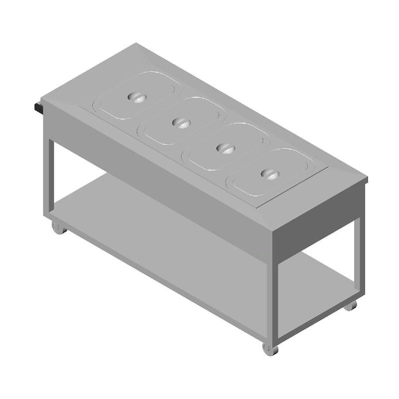 ITALCONCEPT L2G Chariot Bain-Marie 4 Cuves Gn1/1-200, 850 x 1700 x 700mm - 3616350106025_0