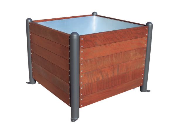 Jardinière plus en acier galvanisé à cuvette extractible - Réf MJ353 - 370L avec 48 trous de drainage_0