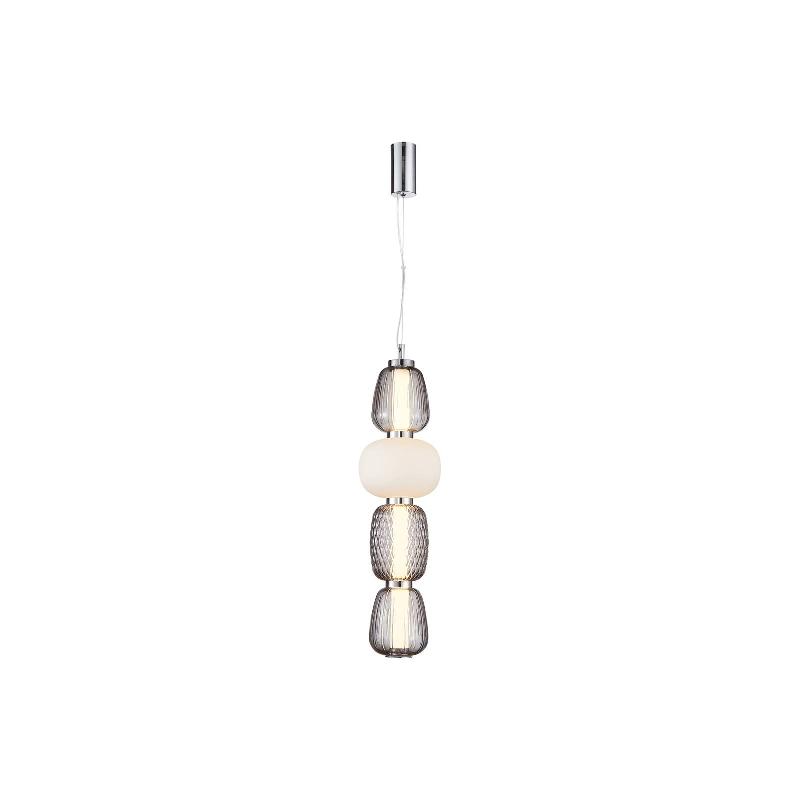 LUCANDE SUSPENSION LED FEDRA, VERRE, GRIS/BLANC, Ø 17 CM