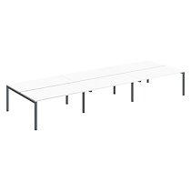 Pôle 6 bureaux droits Teamline - L 480 cm - plateaux blancs - piètement métal anthracite en arche_0