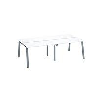 Pôle de 4 bureaux droits blanc L 120 x P 60 cm, piétement métal aluminium - Arch_0
