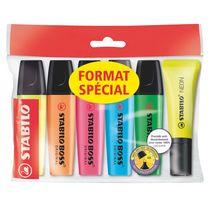 PACK DE 5 SURLIGNEURS STABILO BOSS ASSORTIS + 1 SURLIGNEUR NÉON JAUNE OFFERT