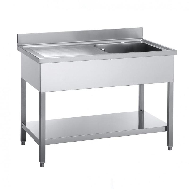 Plonge professionnelle en acier inoxydable AISI 304 avec 2 bacs et égouttoir à gauche, dimensions 1800x600 mm | Sammic - 5816618_0