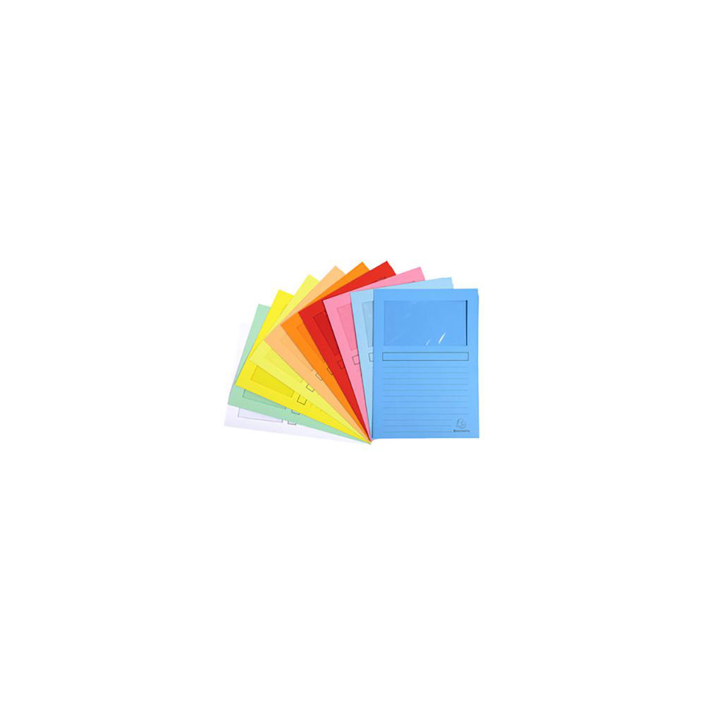 POCHETTES COINS EXACOMPTA SUPER - EN CARTE 160G - AVEC FENETRE - COLORIS ASSORTIS 10 COULEURS - PAQUET DE 100