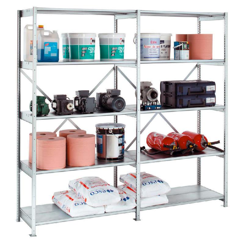 RAYONNAGE INDUSTRIEL ACIER 210 - GALVANISE - L. 100 CM X P. 40 CM - ELEMENT DEPART