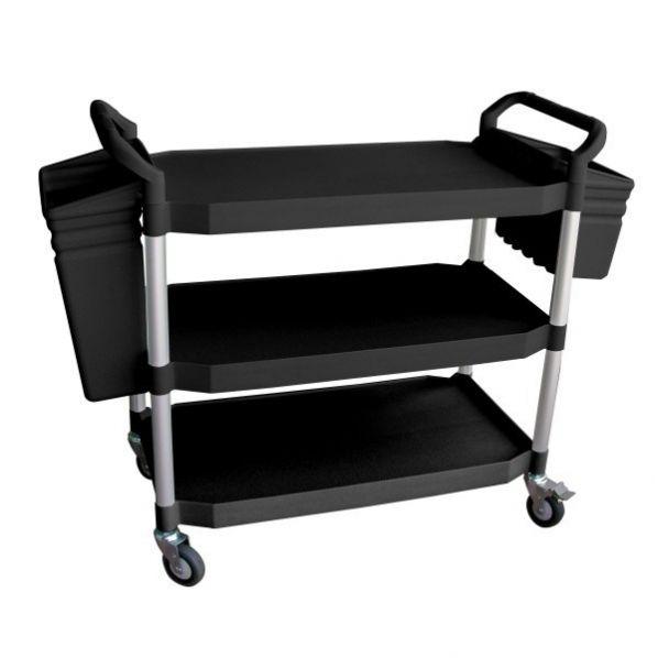 Servante multi-usage MATADOR - 3 plateaux - Avec ou sans bacs - Coloris noir ou gris clair - Charge 250 kg - Contact alimentaire_0