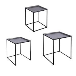 Set de 3 tables carrées plateaux  amovibles noir -  Carré Métal Table Passion 40x40 cm - noir 3106239540434_0