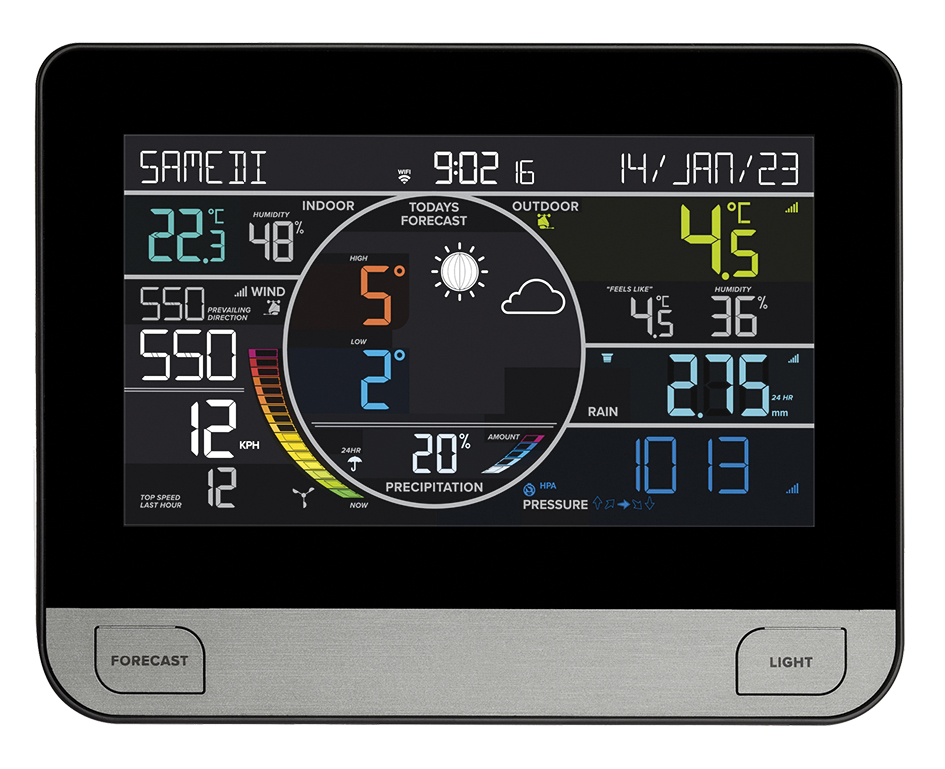 Station météo connectée LCD couleur - Thermomètre - Hygromètre intérieur/extérieur - Baromètre - Pluviomètre - Anémomètre - 3531T_0