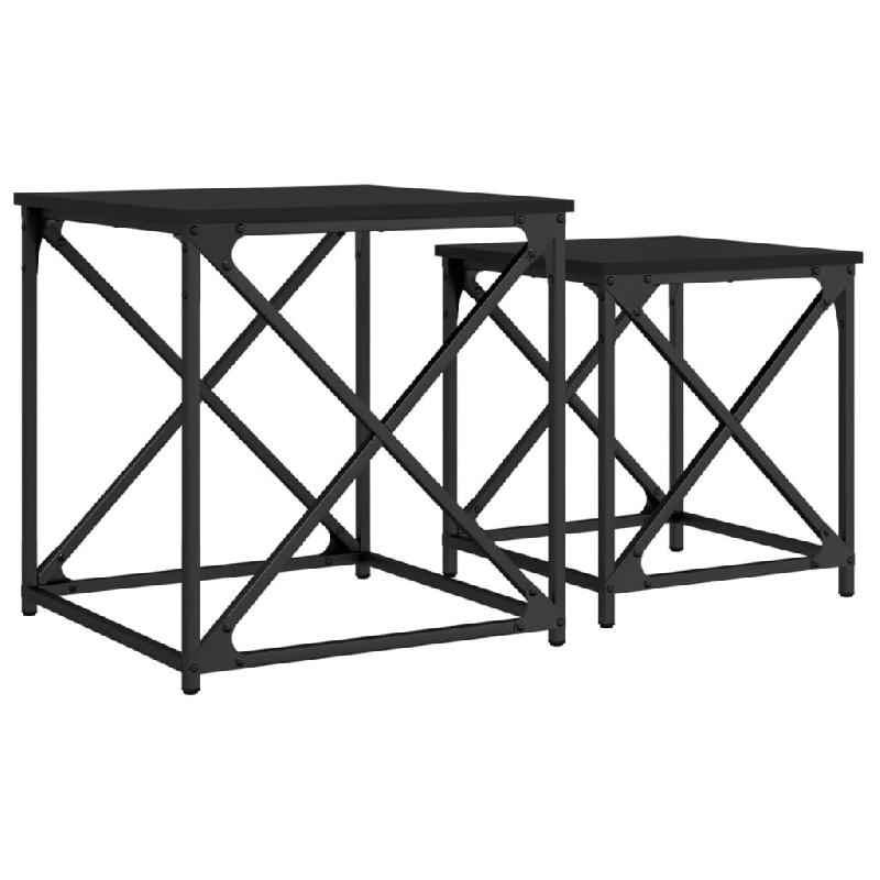 VidaXL Tables basses gigognes 2 pcs noir bois d'ingénierie Modèle Lofty Ligne - 838943_0