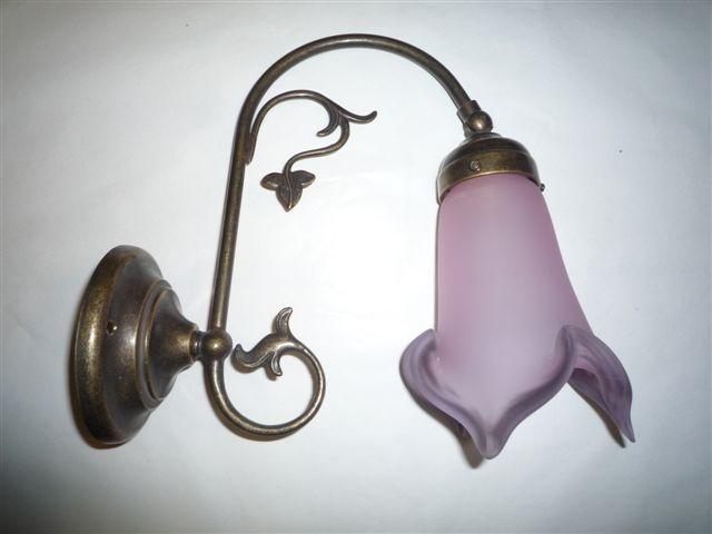 Applique lierre en pâte de verre 1 tulipe rose berlingot longue pointe_0