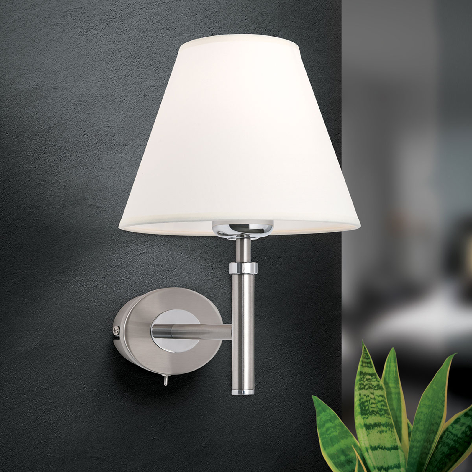 ORION APPLIQUE LILLY NICKEL AVEC ABAT-JOUR EN TISSU