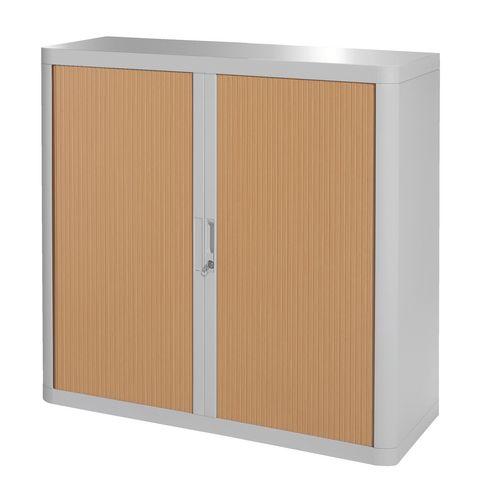 ARMOIRE À RIDEAUX DÉMONTABLE EASY OFFICE 104 X 110 CM CORPS GRIS - RIDEAUX HÊTRE