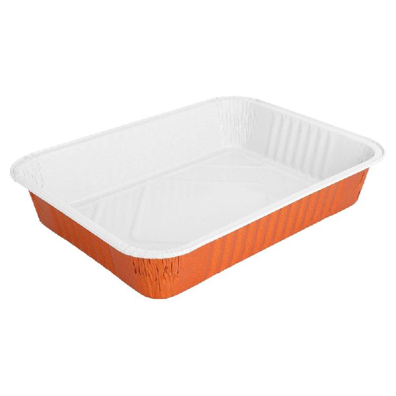 Barquette aluminium laqué cuivre intérieur blanc 1360cc 24x17,9x4,2cm - par 100_0