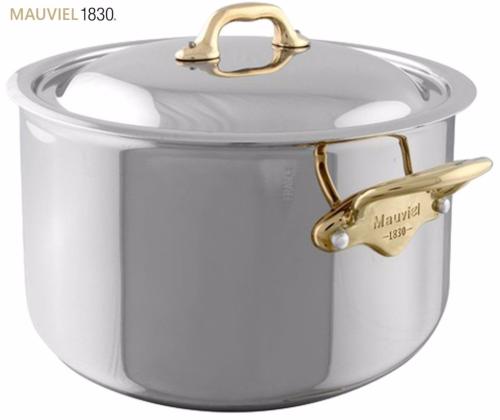 Bassine a ragout + couvercle mauviel m'cook monture bronze diamètre 24 cm_0