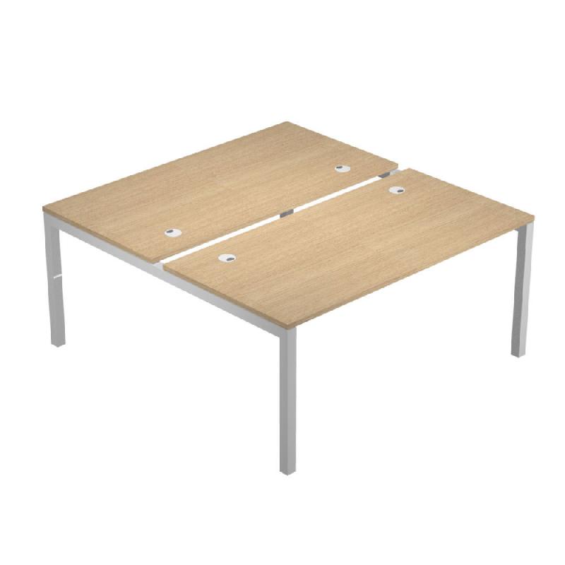 BUREAU BENCH 2 POSTES EMINENCE 160 X 165 CM PLATEAU CHENE PIETEMENT ARCHE ALUMINIUM