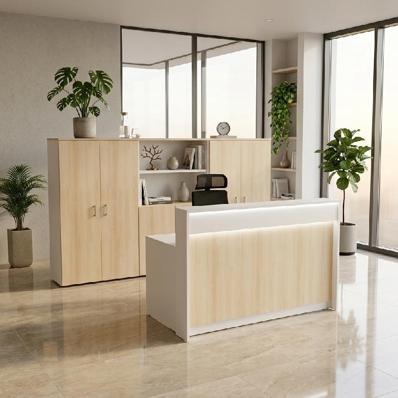 Bureau d'accueil Eira 1 personne - Mobel Linea - 184, Oui, Blanc/ acacia clair_0