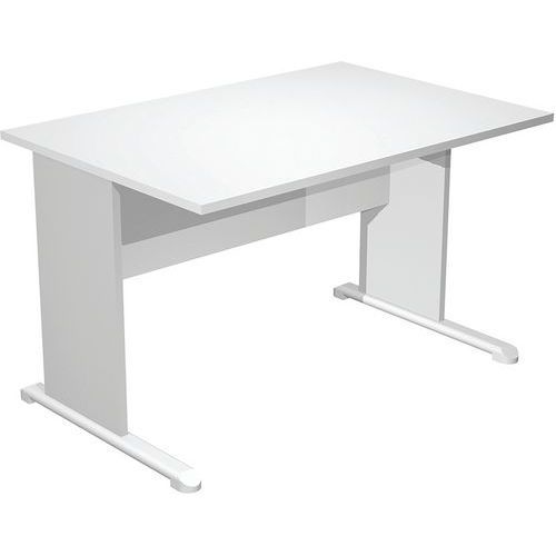 BUREAU DROIT PIEDS L FAST - 120 CM - BLANC - GRIS ALU/ALU