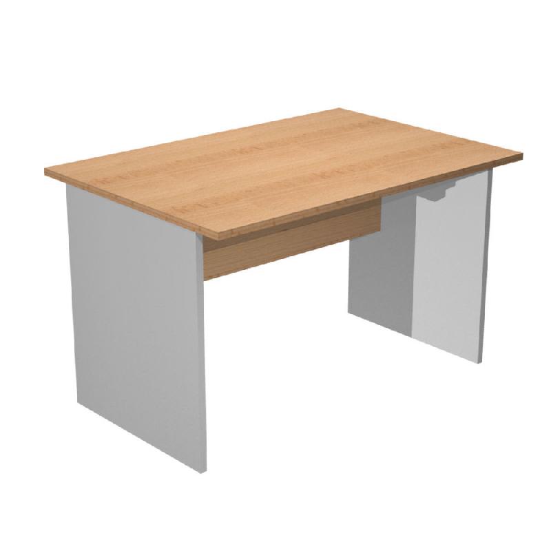 BUREAU DROIT PRONTO BOIS - L.120 X P.80 CM - PLATEAU HETRE - PIEDS PLEINS ALU