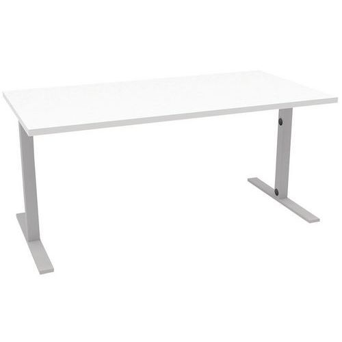 BUREAU L.160XP.80CM IDEA PIED TUBE BLANC/ALUMINIUM - QUADRIFOGLIO