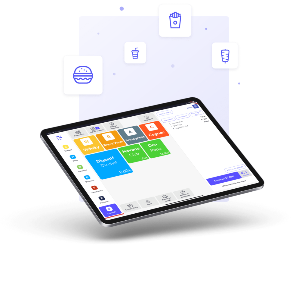 Caisse enregistreuse tactile pour snack et fast food - 60 modules pour gestion des menus, reporting et intégration livraison_0
