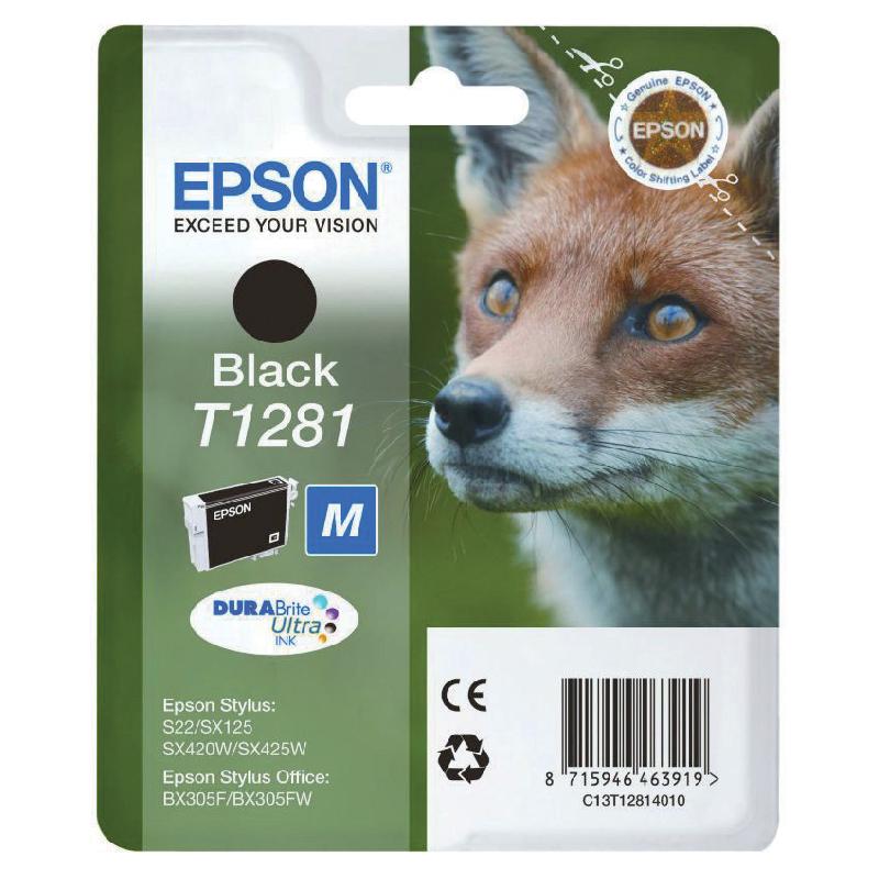 CARTOUCHE EPSON T1281 NOIR POUR IMPRIMANTES JET D'ENCRE