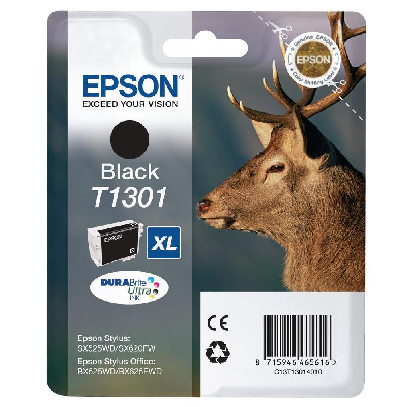 CARTOUCHE EPSON T1301 - NOIR - HAUT RENDEMENT 1000 PAGES - BOÎTIER RIGIDE