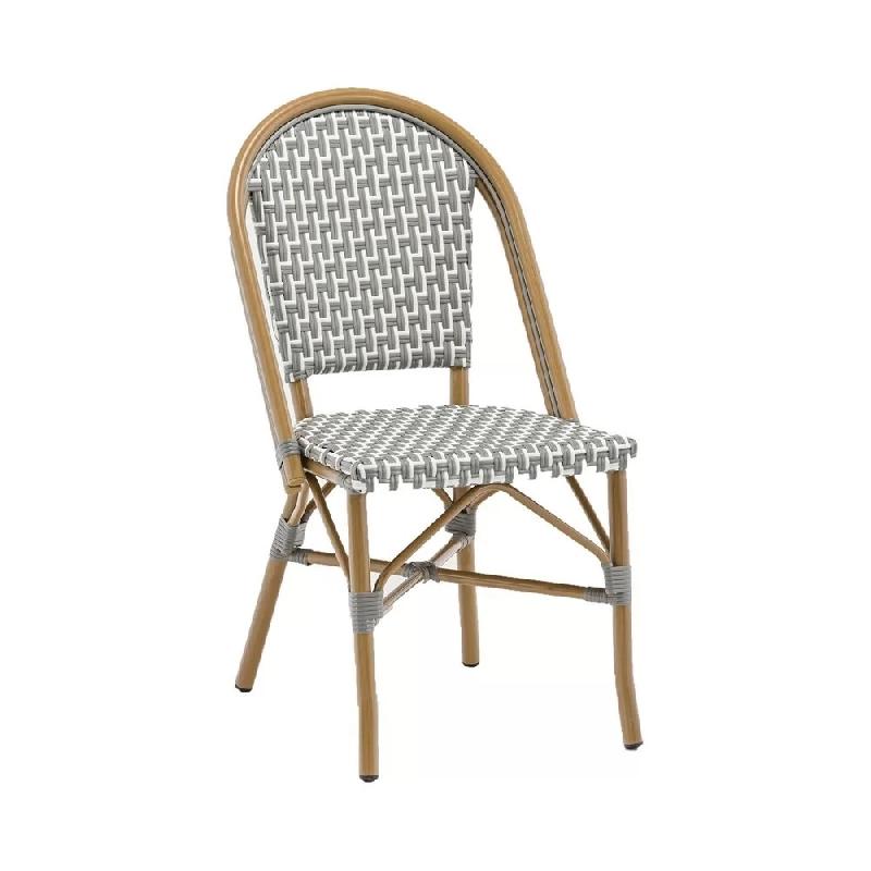 Chaise empilable en aluminium rotin naturel - VENITIA GRAPHIC II - Stamp - usage extérieur - tressage wicker bicolore_0