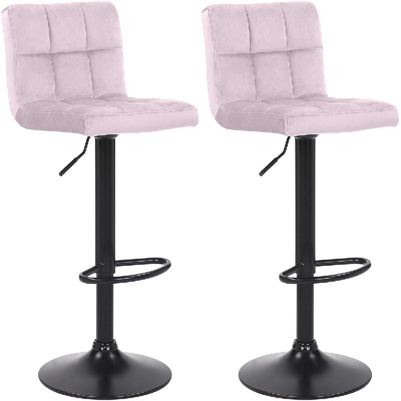 CLP Lot de 2 Tabourets de bar Feni en velours Rose - violet textile 324707_0