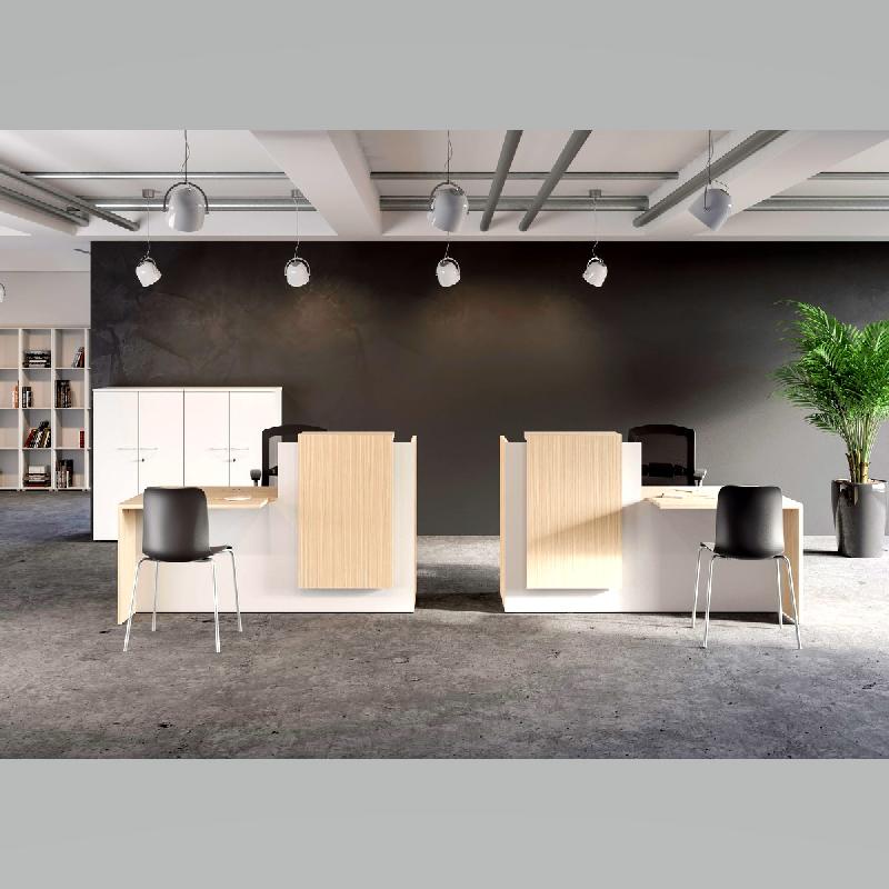 Comptoir d'accueil FIFTY-FIFTY - façade blanche - tablette Nitech® - accès PMR - fabriqué en France_0