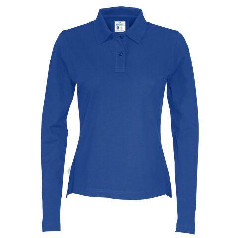 COTTOVER POLO PIQUE MANCHES LONGUES FEMME - CERTIFIÉ GOTS BLEU - TAILLE XL
