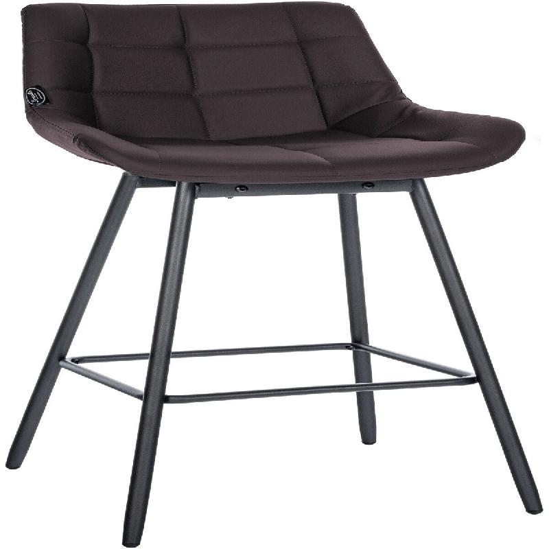 Décoshop26 - Tabouret de bar pivotant x1 avec repose-pieds revêtement en PVC marron piètement à quatre pieds en métal noir 10_0005471 - marron m�_0