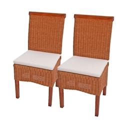 Décoshop26 - Lot de 2 chaises de salle à manger en rotin avec coussin pieds en bois 04_0000193 - 3000253928981_0