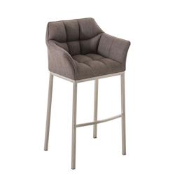 Décoshop26 - Tabouret de bar chaise haute de comptoir couture carrées assise en tissu gris 4 pieds stables en acier inoxydable 10_0004724 - gris 300_0