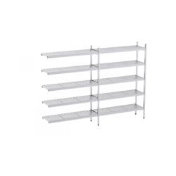 Distform Rayonnage en Acier Inoxydable d'Angle Clayettes Perforées 3060 à 3990 mm 5 Niv P400 Acier inoxydable 3390x400x40 - 698142190248_0