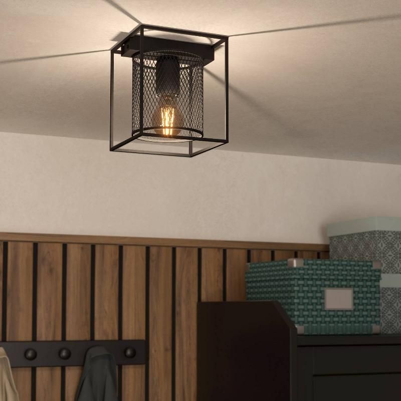 EGLO PLAFONNIER CATTERICK, NOIR, UN ABAT-JOUR CAGE