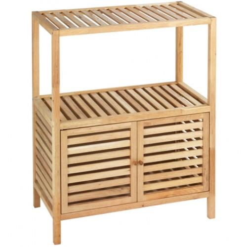 ÉTAGÈRE DE SALLE DE BAINS - NORWAY - AVEC 2 PORTES - BOIS NATUREL WENKO