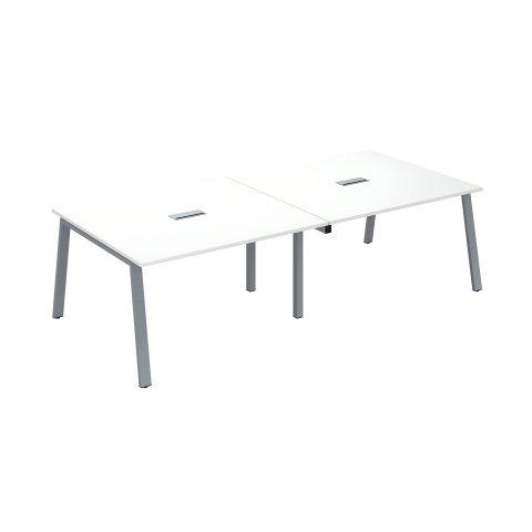 EXTENSION TABLE DE RÉUNION MODULABLE ECLA BLANC L 140 X P 126 PIÈTEMENT MÉTAL ALUMINIUM