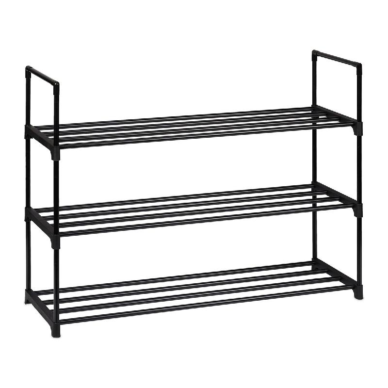 Helloshop26 - Étagère à chaussures en métal noir 91,5 x 90,5 x 30,5 cm rangement flexible en couloir et camping 13_0010474 - noir métal 3000245253633_0