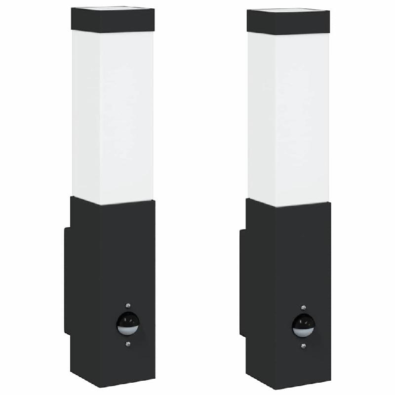 Helloshop26 - Lot de 2 appliques murales extérieures modernes résistantes aux intempéries 10.5 x 6 x 33 cm en acier inoxydable noir 02_0056514 - no_0